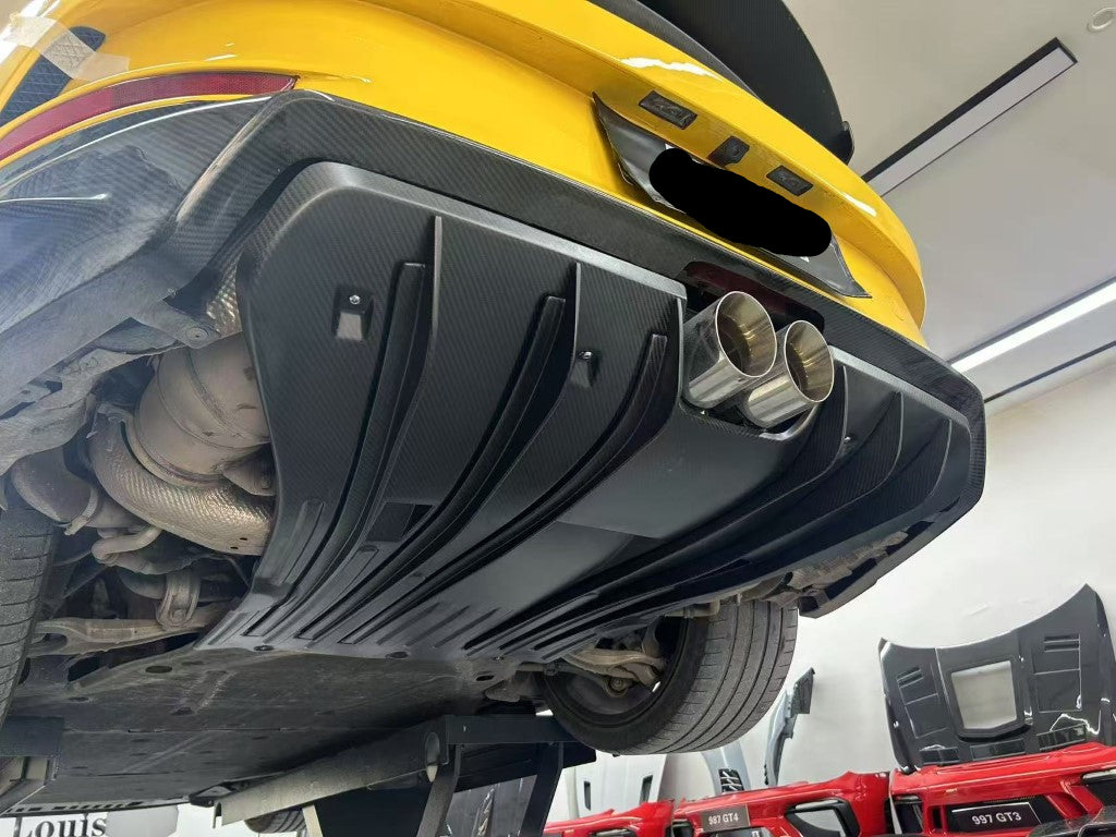 Porsche 911 992.1 Carerra Base/S/T/4/4S/Targa 4/Targa 4S/GTS 2020 2021 2022 2023 2024 & 911 992.2 Carerra Base/S/T/4/4S/Targa 4/Targa 4S/GTS 2025-ON & (designed to be installed on DuPont Tech GT3 conversion rear bumper ONLY) with Aftermarket Parts - GT3 Conversion Style Rear Diffuser Dry Pre-preg Carbon Fiber from Dupont Tech