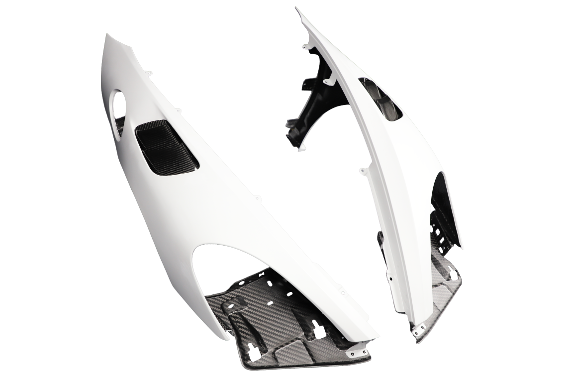 Porsche 718 982 Cayman &amp; Boxster (Base / T / S / GTS / GT4 / Spyder) 2017 2018 2019 2020 2021 2022 2023 2024 2025 with Aftermarket Parts - RS Style Front Fenders Partial Carbon Fiber / PP Polypropylene from&nbsp;Dupont Tech