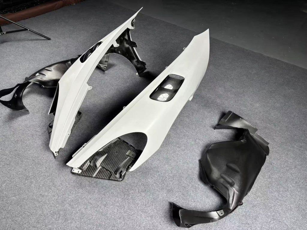 Porsche 718 982 Cayman &amp; Boxster (Base / T / S / GTS / GT4 / Spyder) 2017 2018 2019 2020 2021 2022 2023 2024 2025 with Aftermarket Parts - RS Style Front Fenders Partial Carbon Fiber / PP Polypropylene from&nbsp;Dupont Tech
