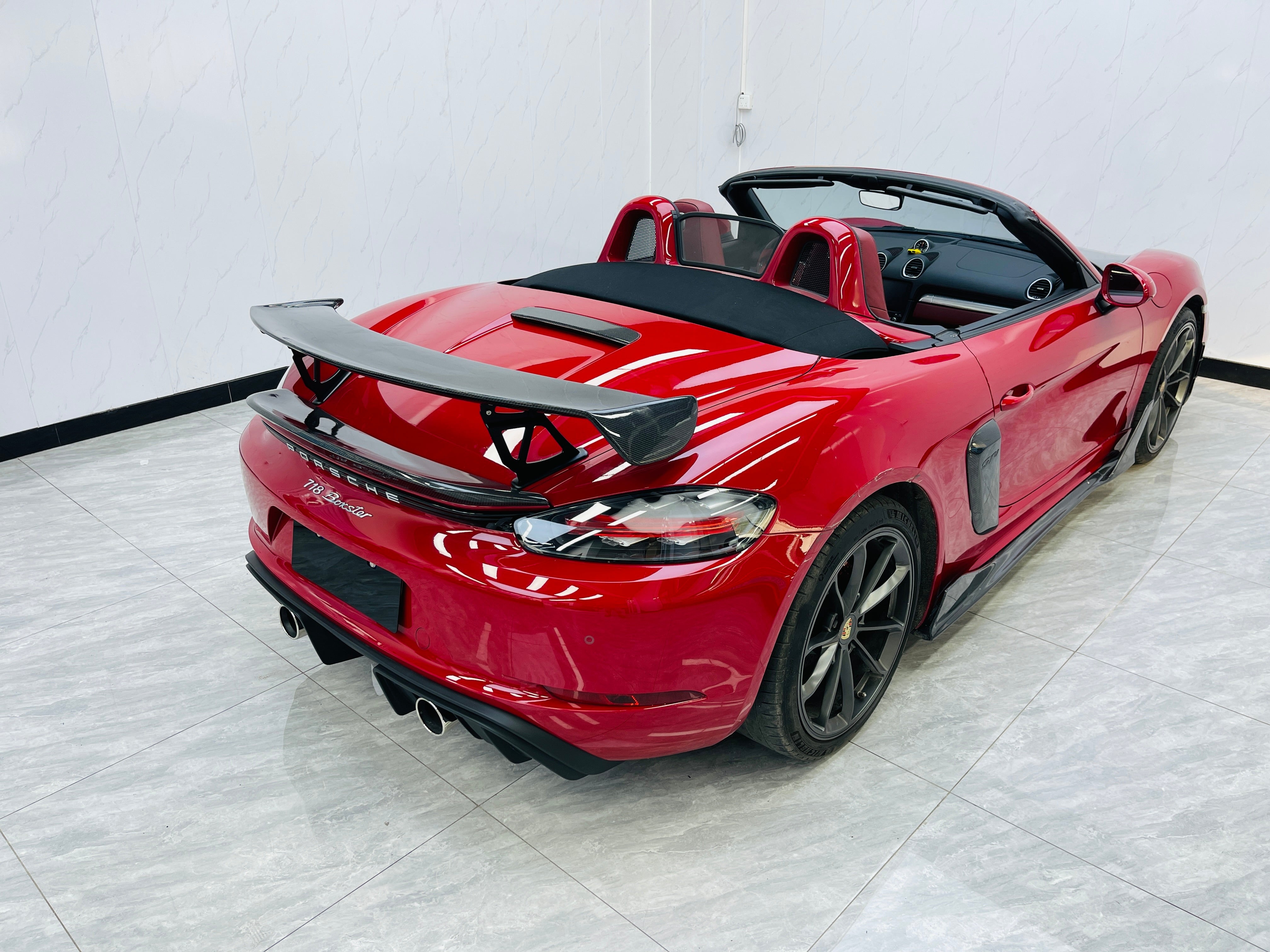 Porsche 718 982 Boxster (Base / T / S / GTS) 2017 2018 2019 2020 2021 2022 2023 2024 2025 with Aftermarket Parts - Rear Spoiler Carbon Fiber from Dupont Tech