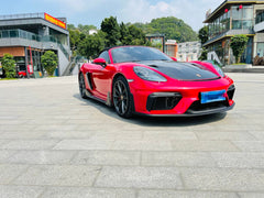 Porsche 718 982 Cayman & Boxster (Base / T / S / GTS / GT4 / Spyder) 2017 2018 2019 2020 2021 2022 2023 2024 2025 with Aftermarket Parts - GT4RS Conversion Style PP Front Bumper & Lip & Valances (with & without GT4 Logo) PP Polypropylene / Dry Pre-preg Carbon Fiber from Dupont Tech