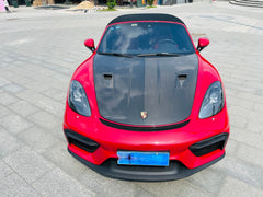 Porsche 718 982 Cayman & Boxster (Base / T / S / GTS / GT4 / Spyder) 2017 2018 2019 2020 2021 2022 2023 2024 2025 with Aftermarket Parts - GT4RS Conversion Style PP Front Bumper & Lip & Valances (with & without GT4 Logo) PP Polypropylene / Dry Pre-preg Carbon Fiber from Dupont Tech