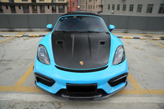 Porsche 718 982 Cayman & Boxster (Base / T / S / GTS / GT4 / Spyder) 2017 2018 2019 2020 2021 2022 2023 2024 2025 with Aftermarket Parts - GT4RS Conversion Style PP Front Bumper & Trims (with & without GT4RS Logo) PP Polypropylene / Dry Pre-preg Carbon Fiber from Dupont Tech