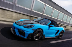 Porsche 718 982 Cayman & Boxster (Base / T / S / GTS / GT4 / Spyder) 2017 2018 2019 2020 2021 2022 2023 2024 2025 with Aftermarket Parts - GT4RS Conversion Style PP Front Bumper & Trims (with & without GT4RS Logo) PP Polypropylene / Dry Pre-preg Carbon Fiber from Dupont Tech