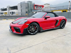 Porsche 718 982 Cayman &amp; Boxster (Base / T / S / GTS / GT4 / Spyder) 2017 2018 2019 2020 2021 2022 2023 2024 2025 with Aftermarket Parts - Spyder Conversion Style Front Bumper &amp; Trims (with &amp; without GT4RS Logo) PP Polypropylene / Dry Pre-preg Carbon Fiber from Dupont Tech