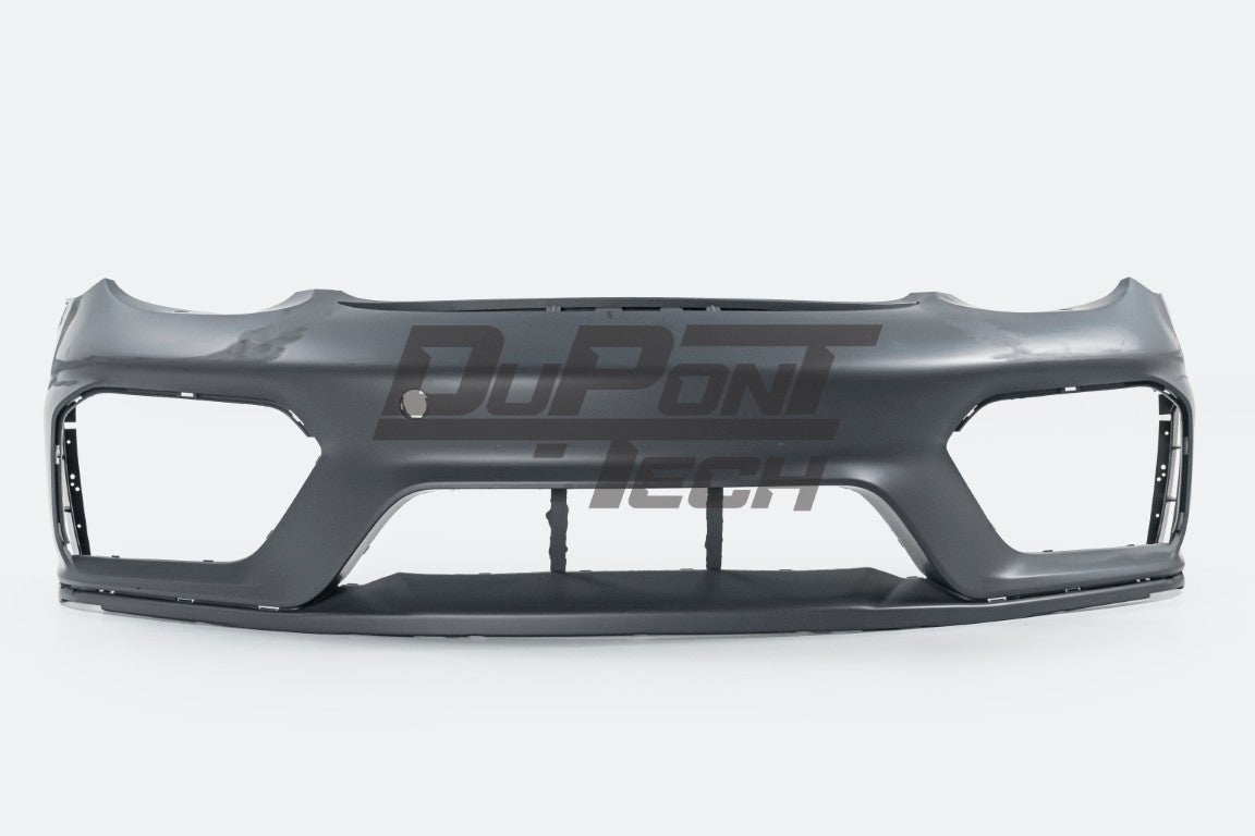 Porsche 987.1 987.2 Cayman & Boxster (all models, including Base / S / R) 2005 2006 2007 2008 2009 2010 2011 2012 with Aftermarket Parts – GT4RS Conversion Style Front Bumper & Trims PP Polypropylene / Dry Pre-preg Carbon Fiber from Dupont Tech
