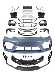 Porsche 987.1 987.2 Cayman & Boxster (all models, including Base / S / R) 2005 2006 2007 2008 2009 2010 2011 2012 with Aftermarket Parts – GT4RS Conversion Style Front Bumper & Trims PP Polypropylene / Dry Pre-preg Carbon Fiber from Dupont Tech