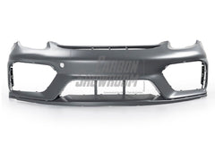 Porsche 981 Cayman & Boxster (all models, including Base / S / GTS / GT4 / Spyder) 2012 2013 2014 2015 2016 with Aftermarket Parts – GT4 Conversion Style Front Bumper & Trims (with & without GT4 Logo) PP Polypropylene / Dry Pre-preg Carbon Fiber from Dupont Tech