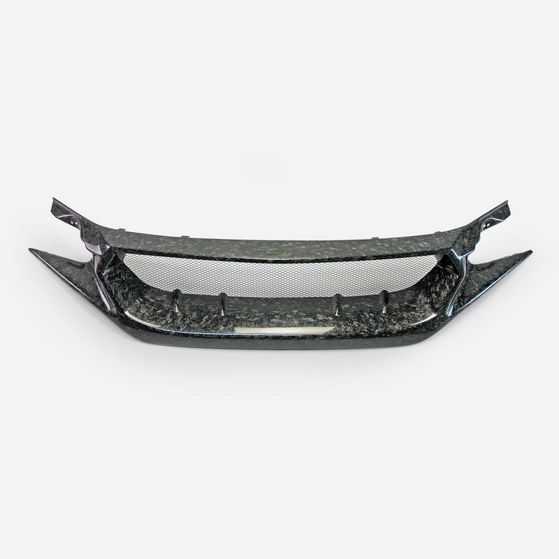 Honda Civic Type-R FK8 2017 2018 2019 2020 2021 with Aftermarket Parts - JS Style Front Grill & Front grill Emblem holder Carbon Fiber / FRP from EPR USA