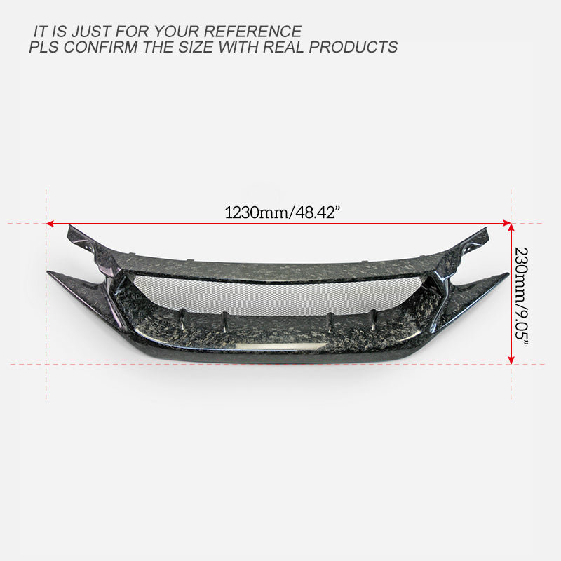 Honda Civic Type-R FK8 2017 2018 2019 2020 2021 with Aftermarket Parts - JS Style Front Grill & Front grill Emblem holder Carbon Fiber / FRP from EPR USA