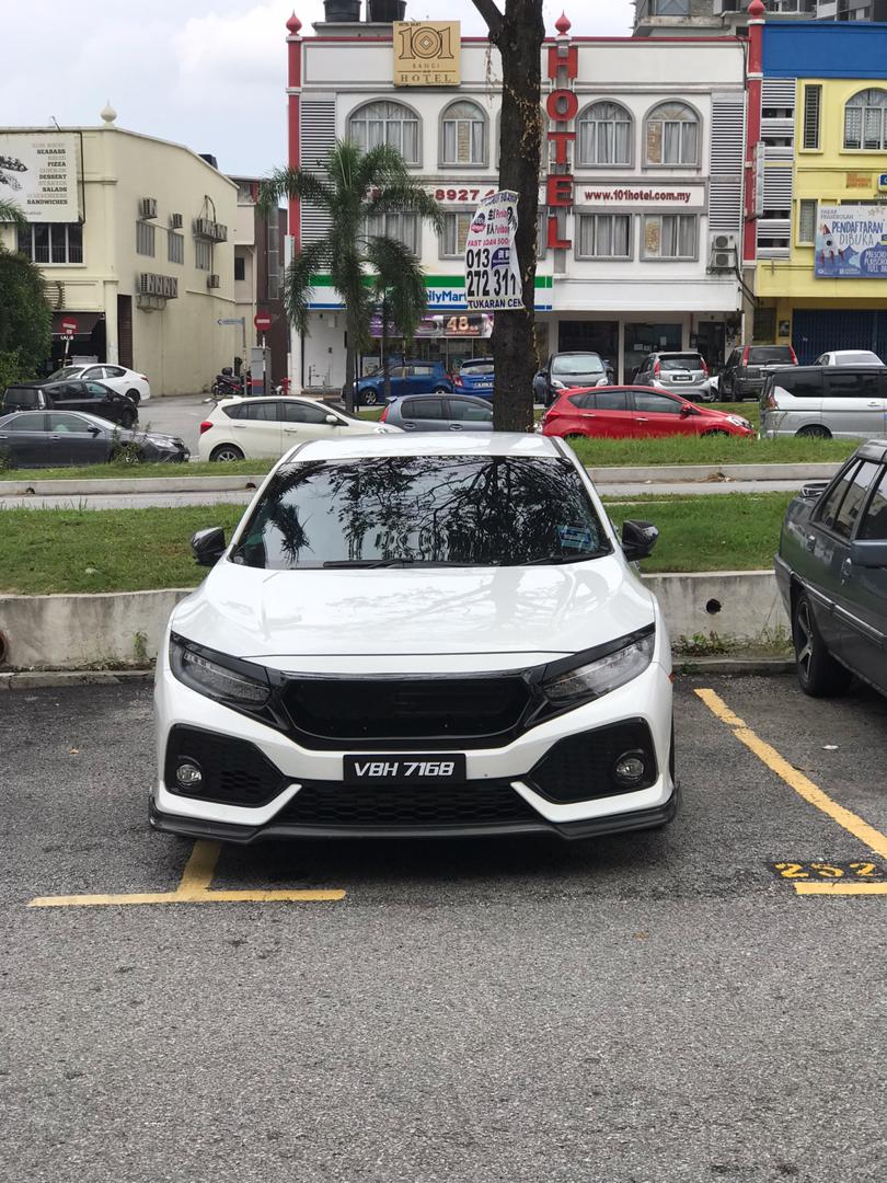 Honda Civic Type-R FK8 2017 2018 2019 2020 2021 with Aftermarket Parts - JS Style Front Grill & Front grill Emblem holder Carbon Fiber / FRP from EPR USA