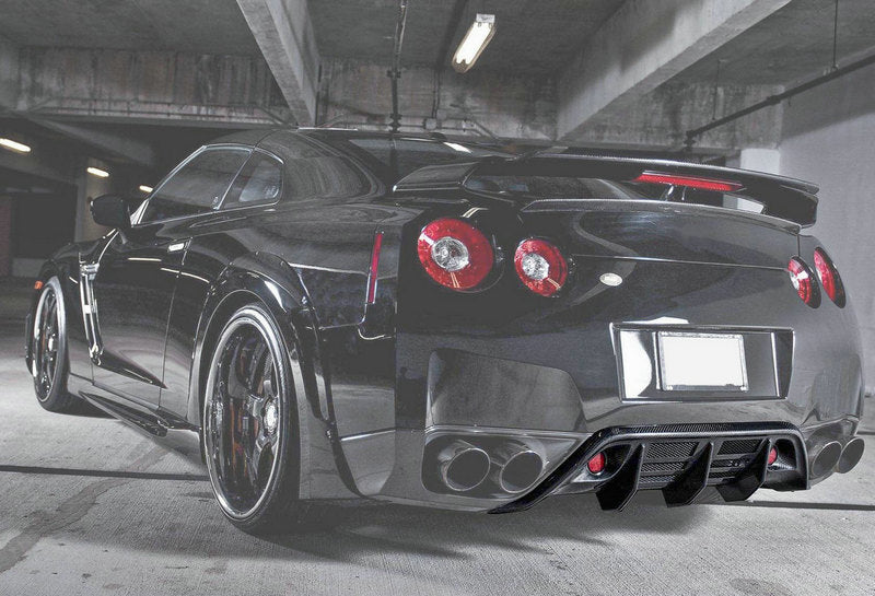 Nissan GTR R35 CBA (require cutting) 2008 2009 2010 2011 with Aftermarket Parts - WD Style Rear Under Diffuser Carbon Fiber / FRP from EPR USA