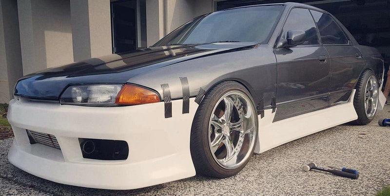 Nissan R32 Skyline 4 Door 1989 1990 1991 1992 1993 1994 with Aftermarket Parts - BN Style Side Skirts Carbon Fiber / FRP from EPR USA