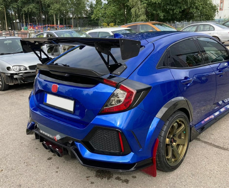 Honda Civic Type-R FK8 2017 2018 2019 2020 2021 & Civic 10th Gen FK7 2017 2018 2019 2020 2021 with Aftermarket Parts - HK Style Rear Spoiler Carbon Fiber / FRP from EPR USA