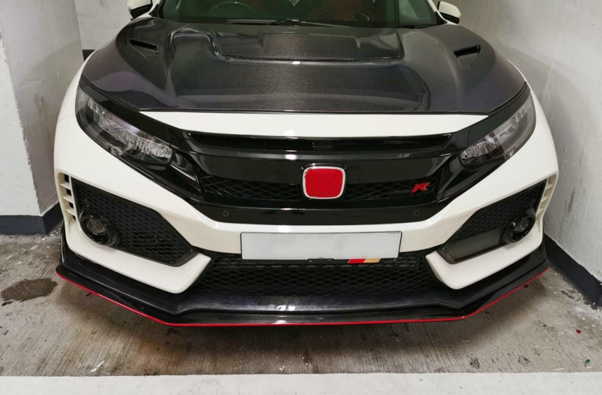 Honda Civic Type-R FK8 2017 2018 2019 2020 2021 with Aftermarket Parts - OEM Style Front Lip Carbon Fiber / FRP from EPR USA