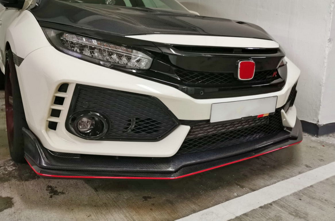 Honda Civic Type-R FK8 2017 2018 2019 2020 2021 with Aftermarket Parts - OEM Style Front Lip Carbon Fiber / FRP from EPR USA