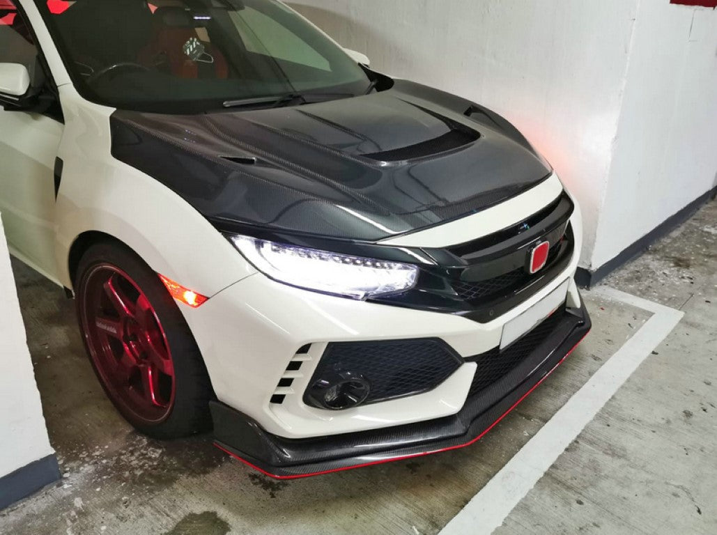 Honda Civic Type-R FK8 2017 2018 2019 2020 2021 with Aftermarket Parts - OEM Style Front Lip Carbon Fiber / FRP from EPR USA