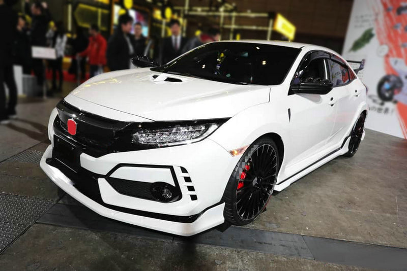 Honda Civic Type-R FK8 2017 2018 2019 2020 2021 with Aftermarket Parts - M Style Front Lip ABS from EPR USA