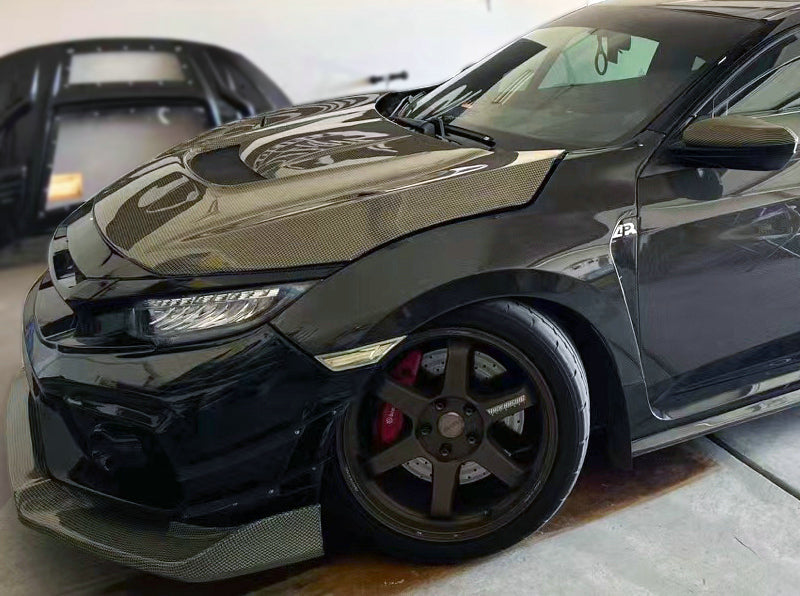 Honda Civic Type-R FK8 2017 2018 2019 2020 2021 with Aftermarket Parts - VRS2 Style Front Lip Carbon Kevlar Hybrid from EPR USA