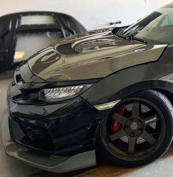 Honda Civic Type-R FK8 2017 2018 2019 2020 2021 with Aftermarket Parts - VRS2 Style Front Lip Carbon Kevlar Hybrid from EPR USA