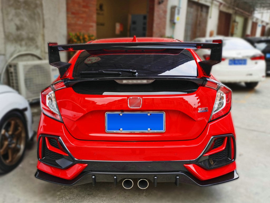 Honda Civic Type-R FK8 2017 2018 2019 2020 2021 with Aftermarket Parts - Type M Style Rear Spoiler Carbon Fiber / FRP from EPR USA