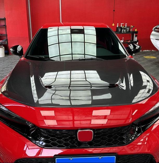 Honda Civic Type-R FL5 2023 2024 with Aftermarket Parts - Hood Bonnet Carbon Fiber / FRP from EPR USA