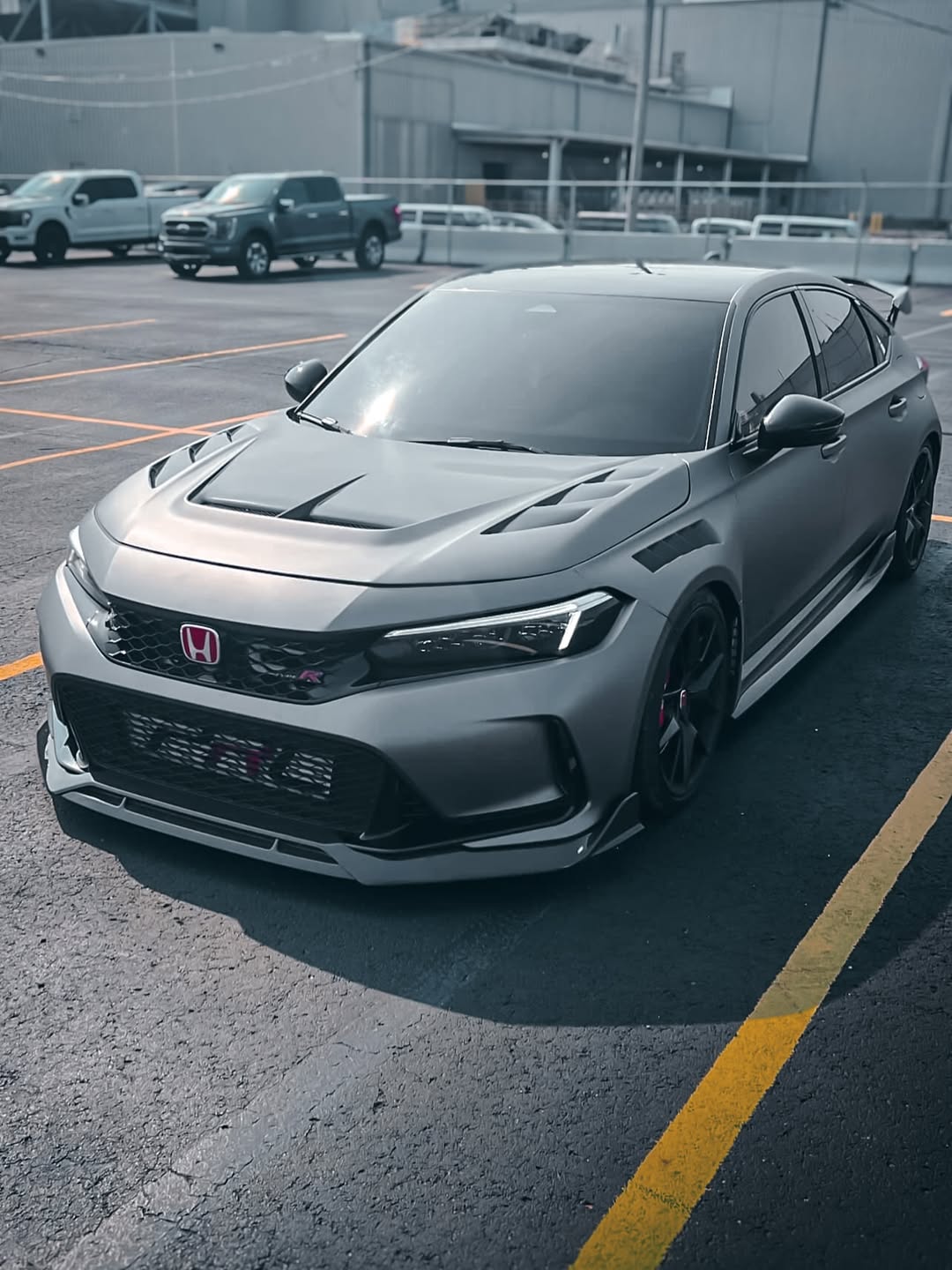 Honda Civic Type-R FL5 2023 2024 with Aftermarket Parts - TM Style Hood Bonnet Carbon Fiber / FRP from EPR USA