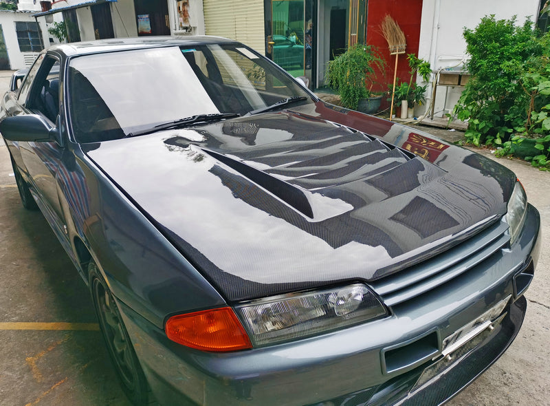 Nissan R32 Skyline GTR 1989 1990 1991 1992 1993 1994 with Aftermarket Parts - Nismo Style Hood Carbon Fiber / FRP from EPR USA