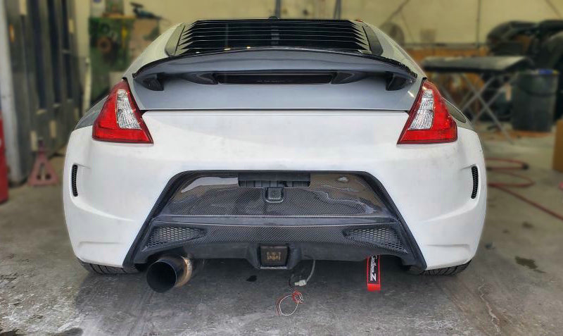 Nissan 370Z Sport Touring Base Fairlady Z Z34 Pre-Facelift 2009 2010 2011 & 370Z Sport Touring Base Fairlady Z Z34 Facelift 2012 2013 2014 2015 2016 2017 2018 2019 2020 & Nismo V1 2009 2010 2011 & Nismo V2 2012 2013 2014 2015 2016 2017 2018 2019 2020 with Aftermarket Parts - AM STYLE Rear Bumper Carbon Fiber / FRP from EPR USA