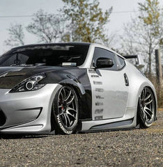Nissan 370Z Sport Touring Base Fairlady Z Z34 Pre-Facelift 2009 2010 2011 & 370Z Sport Touring Base Fairlady Z Z34 Facelift 2012 2013 2014 2015 2016 2017 2018 2019 2020 & Nismo V1 2009 2010 2011 & Nismo V2 2012 2013 2014 2015 2016 2017 2018 2019 2020 with Aftermarket Parts - AM Style Side Skirts Carbon Fiber / FRP from EPR USA