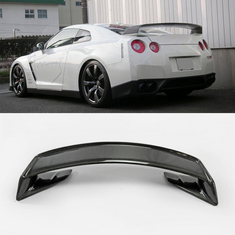 Nissan GTR R35 CBA DBA EBA 2008 2009 2010 2011 2012 2013 2014 2015 2016 2017 2018 2019 2020 2021 2022 2023 2024 with Aftermarket Parts - MN Style V2 & MN Style V1 Rear Spoiler Carbon Fiber / FRP from EPR USA