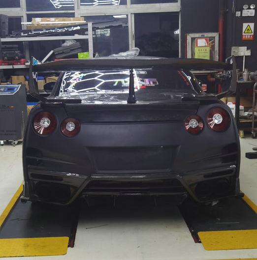 Nissan GTR R35 CBA DBA EBA 2008 2009 2010 2011 2012 2013 2014 2015 2016 2017 2018 2019 2020 2021 2022 2023 2024 with Aftermarket Parts - TS Style Rear Bumper FRP from EPR USA