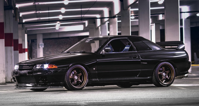 Nissan R32 Skyline GTR 1989 1990 1991 1992 1993 1994 with Aftermarket Parts - AB Flug Style Front Lip Carbon Fiber / FRP from EPR USA