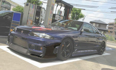 Nissan R33 Skyline GTR 1995 1996 1997 1998 with Aftermarket Parts - Front Bumper Canard Carbon Fiber / FRP from EPR USA