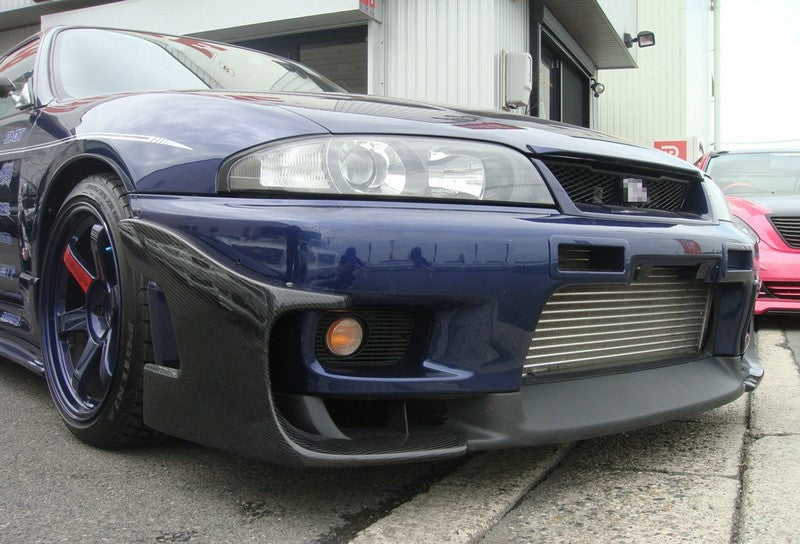 Nissan R33 Skyline GTR 1995 1996 1997 1998 with Aftermarket Parts - Front Bumper Canard Carbon Fiber / FRP from EPR USA