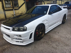 Nissan R34 ER34 GTT RB25 1999 2000 2001 2002 2003 2004 with Aftermarket Parts - ESB Style Side Skirts & Extension Underboard Carbon Fiber/FRP from EPR USA