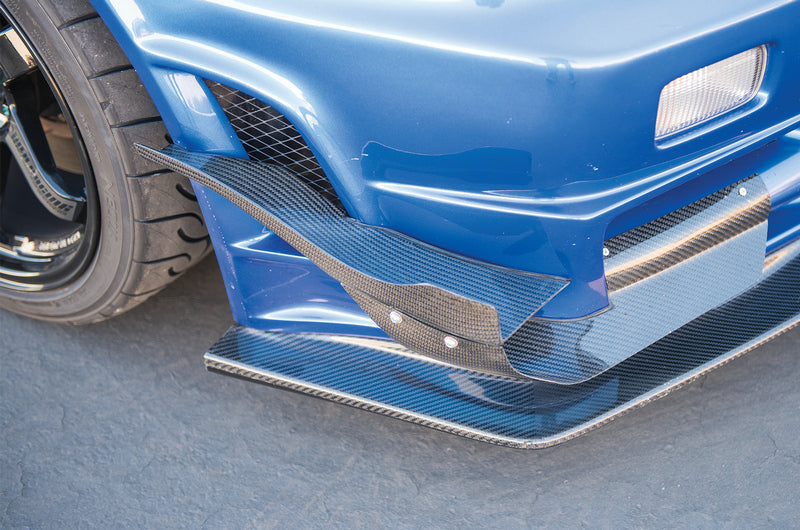 Nissan R34 GTR Base 1999 2000 2001 2002 2003 2004 with Aftermarket Parts - AS Style Front Bumper Canard Carbon Fiber / FRP from EPR USA