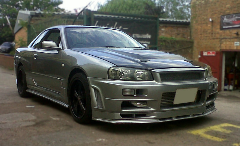 Nissan R34 GTR Base Nismo Z Tune S Tune R Tune V-Spec Tune Nur 1999 2000 2001 2002 2003 2004 with Aftermarket Parts - Nismo & 1:1 S Tune Style Front Bumper Lip & Bumper Carbon Fiber / FRP from EPR USA