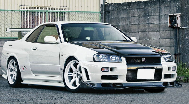 Nissan R34 GTR Base 1999 2000 2001 2002 2003 2004 with Aftermarket Parts - AS Style Front Lip with Undertray Carbon Fiber / FRP from EPR USA
