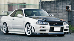 Nissan R34 GTR Base 1999 2000 2001 2002 2003 2004 with Aftermarket Parts - AS Style Front Lip with Undertray Carbon Fiber / FRP from EPR USA