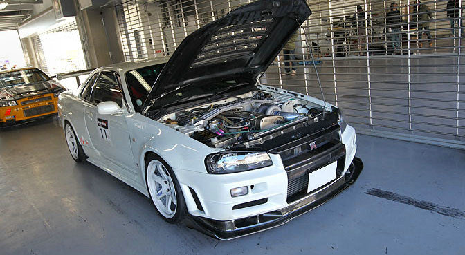 Nissan R34 GTR Base 1999 2000 2001 2002 2003 2004 with Aftermarket Parts - AS Style Front Lip with Undertray Carbon Fiber / FRP from EPR USA