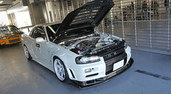Nissan R34 GTR Base 1999 2000 2001 2002 2003 2004 with Aftermarket Parts - AS Style Front Lip with Undertray Carbon Fiber / FRP from EPR USA