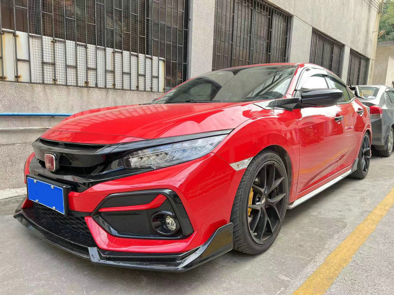 Honda Civic Type-R FK8 2017 2018 2019 2020 2021 & Civic 10th Gen FK7 2017 2018 2019 2020 2021 with Aftermarket Parts - VRSW Style Hood Side Duct Carbon Fiber / FRP from EPR USA