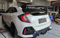 Honda Civic Type-R FK8 2017 2018 2019 2020 2021 & Civic 10th Gen FK7 2017 2018 2019 2020 2021 with Aftermarket Parts - SPN Style Rear GT Spoiler Carbon Fiber / FRP from EPR USA