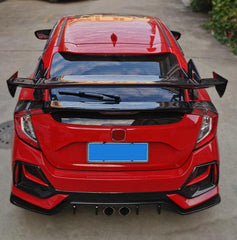 Honda Civic Type-R FK8 2017 2018 2019 2020 2021 & Civic 10th Gen FK7 2017 2018 2019 2020 2021 with Aftermarket Parts - SPN Style Rear GT Spoiler Carbon Fiber / FRP from EPR USA