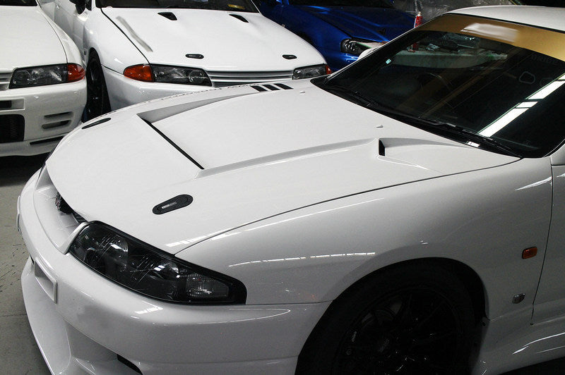 Nissan R33 Skyline GTR 1995 1996 1997 1998 with Aftermarket Parts - TS Style Hood Carbon Fiber / FRP from EPR USA