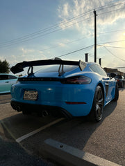 Porsche 981 Cayman (Base / S / GTS) 2012 2013 2014 2015 2016 & 718 982 Cayman (Base / T / S / GTS) 2017-ON with Aftermarket Parts - GT4RS Style Rear Wing Dry Pre-preg Carbon Fiber from Dupont Tech