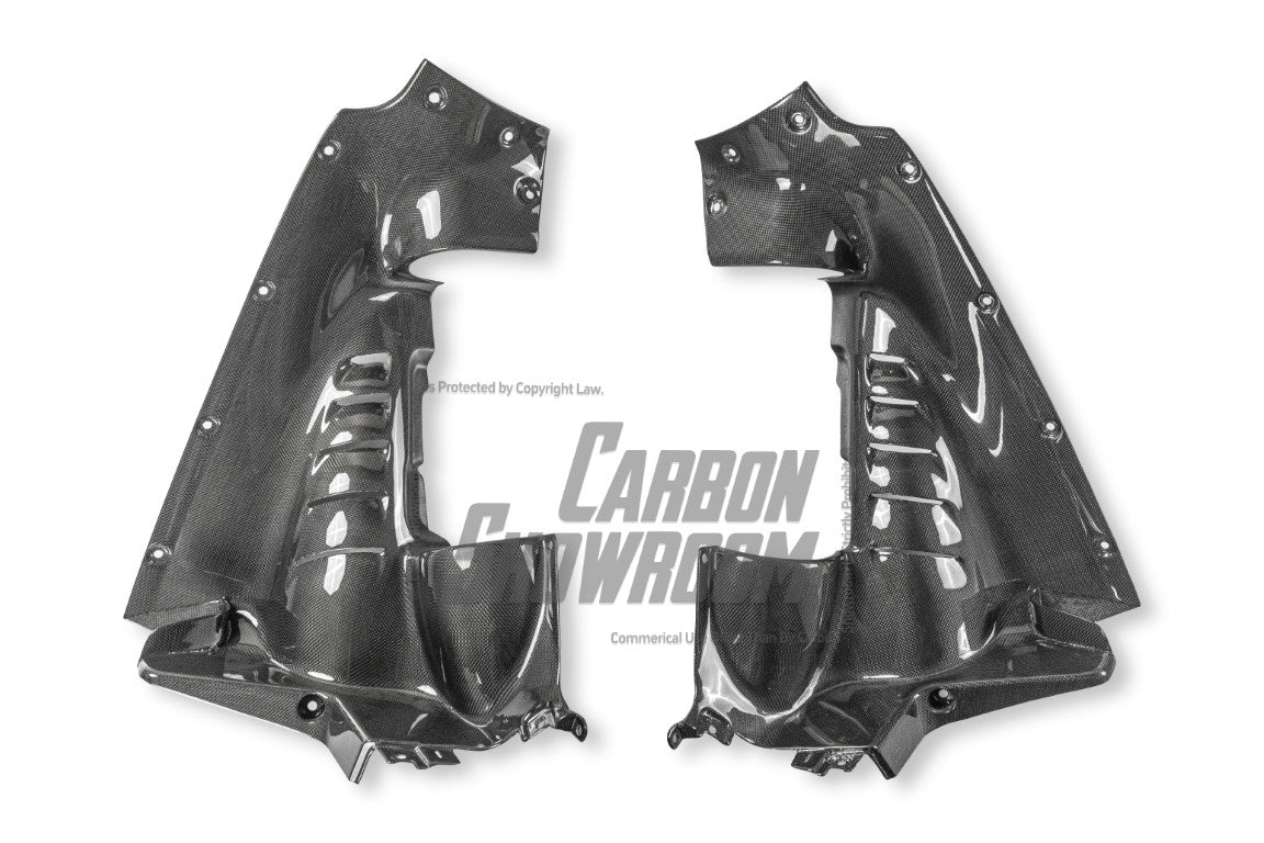 Ferrari SF90 Stradale & Spider 2021 2022 2023 2024 2025 with Aftermarket Parts - OEM 1:1 Style Replacement Engine Bay Side Panels Dry Pre-preg Carbon Fiber from Aero Republic