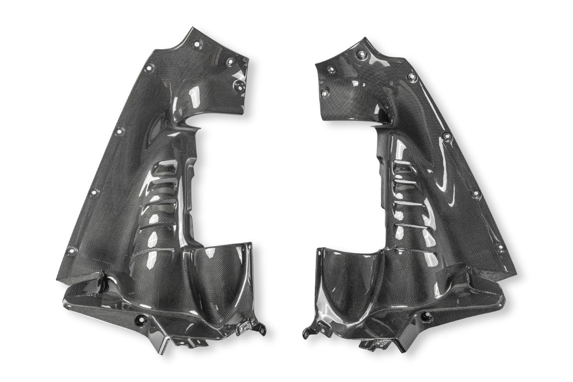 Ferrari SF90 Stradale & Spider 2021 2022 2023 2024 2025 with Aftermarket Parts - OEM 1:1 Style Replacement Engine Bay Side Panels Dry Pre-preg Carbon Fiber from Aero Republic