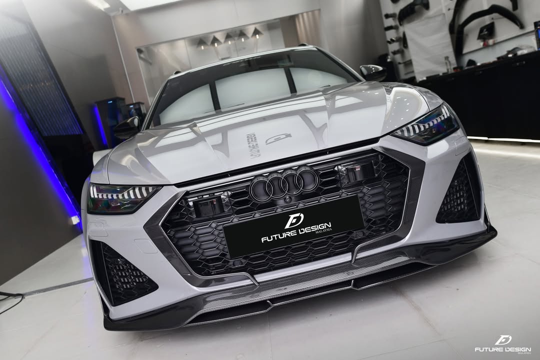 Future Design Blaze Carbon Fiber FRONT GRILL SIDE OVERLAY for Audi RS6 RS7 C8 2020-ON - Performance SpeedShop